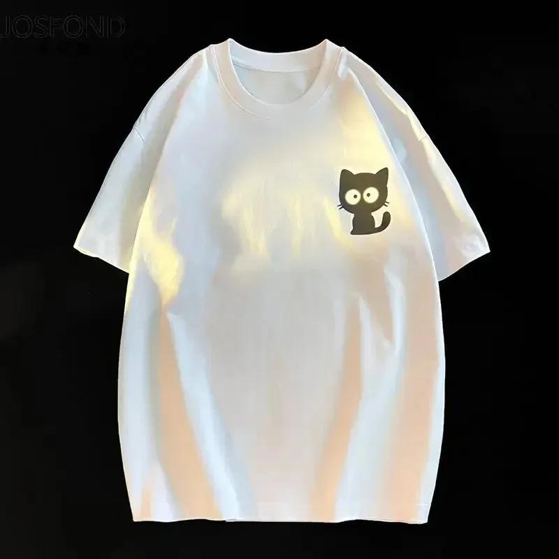 

FeUnisex Casual Printing Oneck Short Sleeve TShirt 2025 New Summer Trend Allmatch Loose Cartoon Pullover Top Tee Women Clothes S