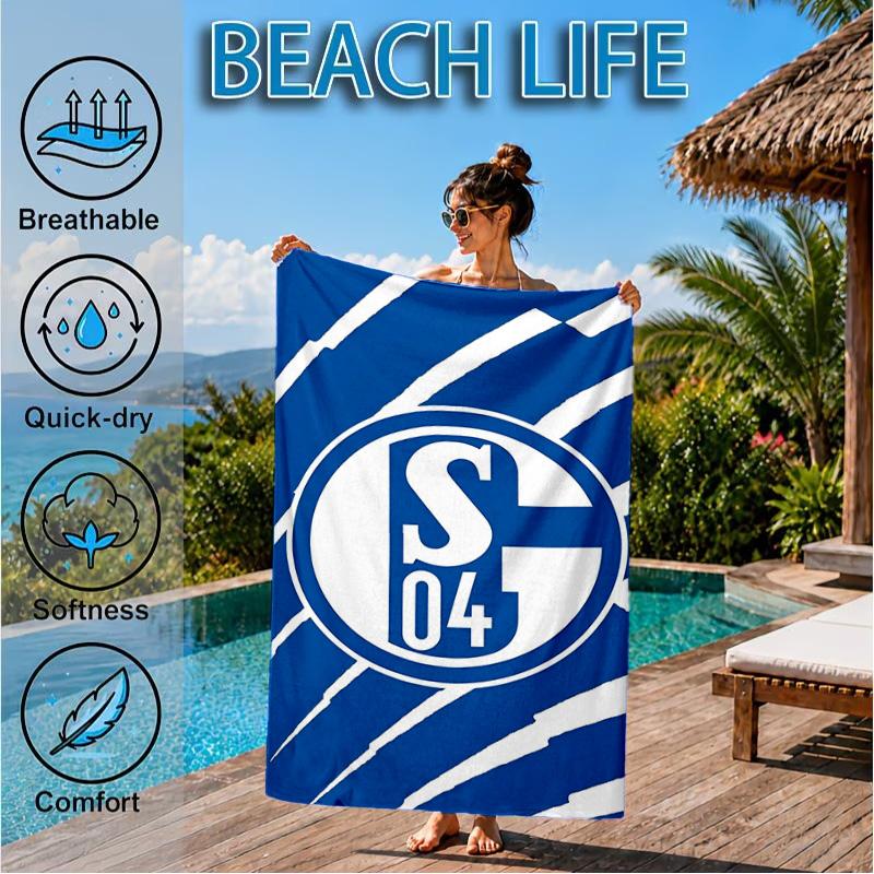 Toalha de Praia Estrela Brilhante do FC Schalke, Secagem Rápida, Fácil de Cuidar, Adequada tanto para Fitness quanto para Férias na Praia, Essencial Esportivo