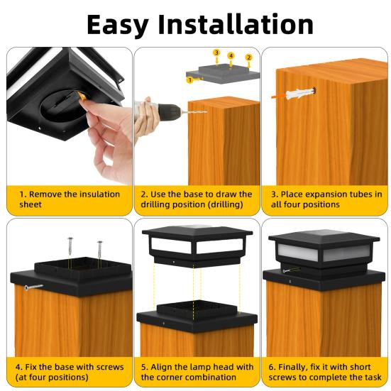 1/2 ks Solární světla na sloupky Vodotěsné Automatické nabíjení Snadná instalace Bezdrátová LED světla na terasu a plot