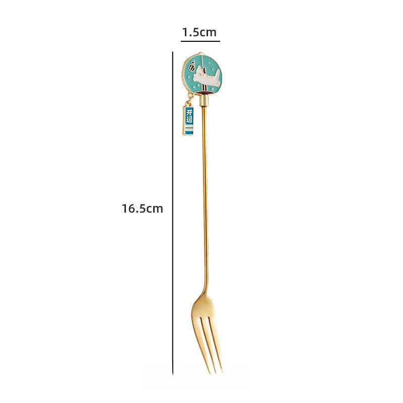 Creative Cartoon Animal Floral Spoon & Fork, Mirror Polished 304 Stainless Steel Dessert Coffee Stirrer