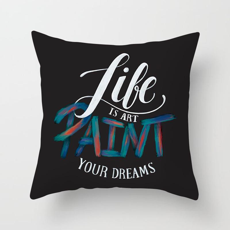 Nordic Black Letter Pillow Cushion Cover Living Room Sofa Car Pillow Cover Home Furnishings