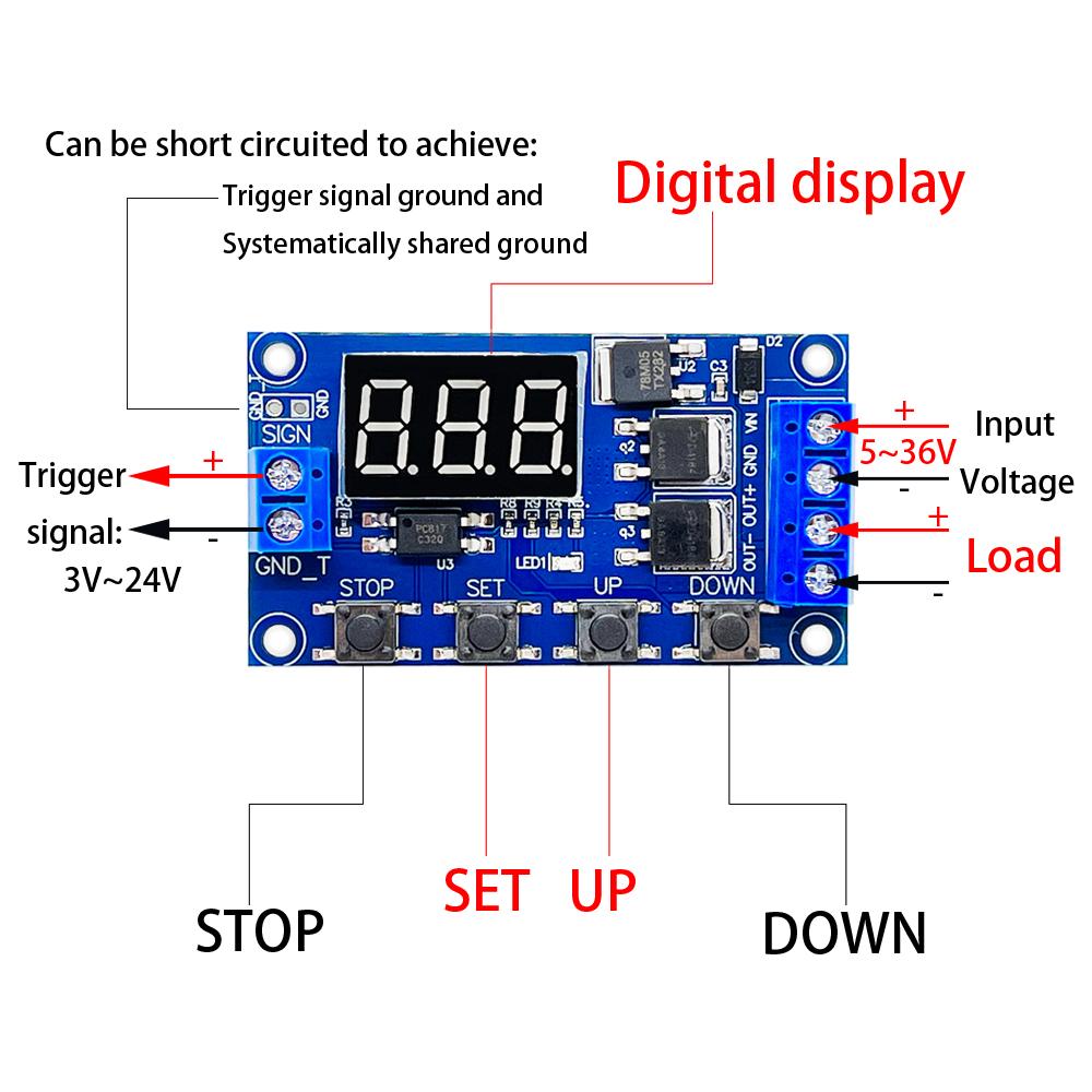DC 12V 24V Dual MOS LED Digital Time Delay Relay Trigger Cycle Timer Delay Switch Circuit Board Timing Control Module DIY