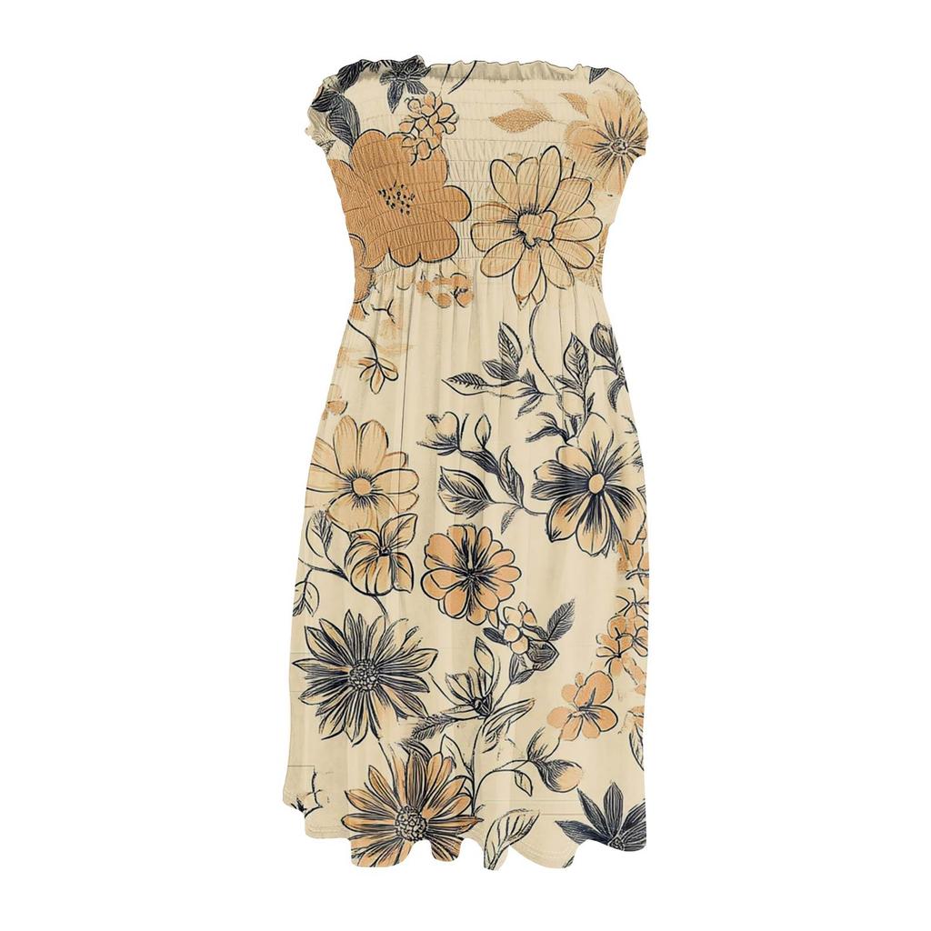 Robe tube décontractée à imprimé floral sans manches pour femme