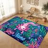 Underwater Fish Theme Soft Crystal Velvet Rug Custom Name & Text Print Non Slip Floor Rug for Bedroom Living Room