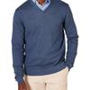 Men's Blue V-Neck Knit Sweater Soft Breathable Versatile Office Casual Daily Wear Top