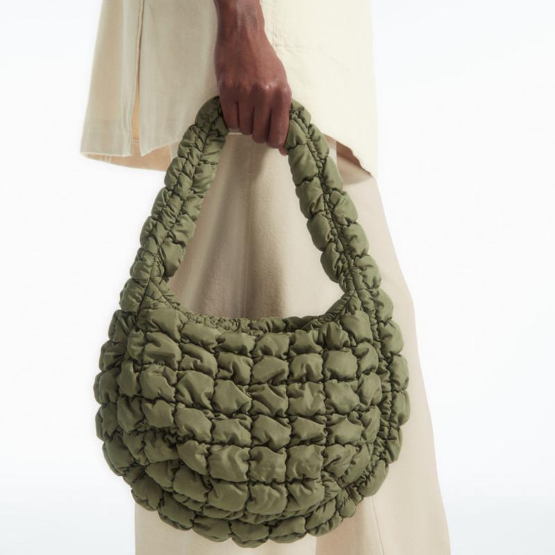 New COS Recycled Polyester One Shoulder Handbag Mini Women's Khaki Green 973537049