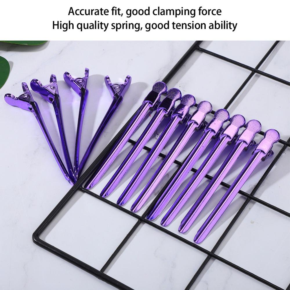 12PCS Purple Blue Hairdressing Styling Clamps Stainless Steel Hair Styling Clips For Hairstyling
