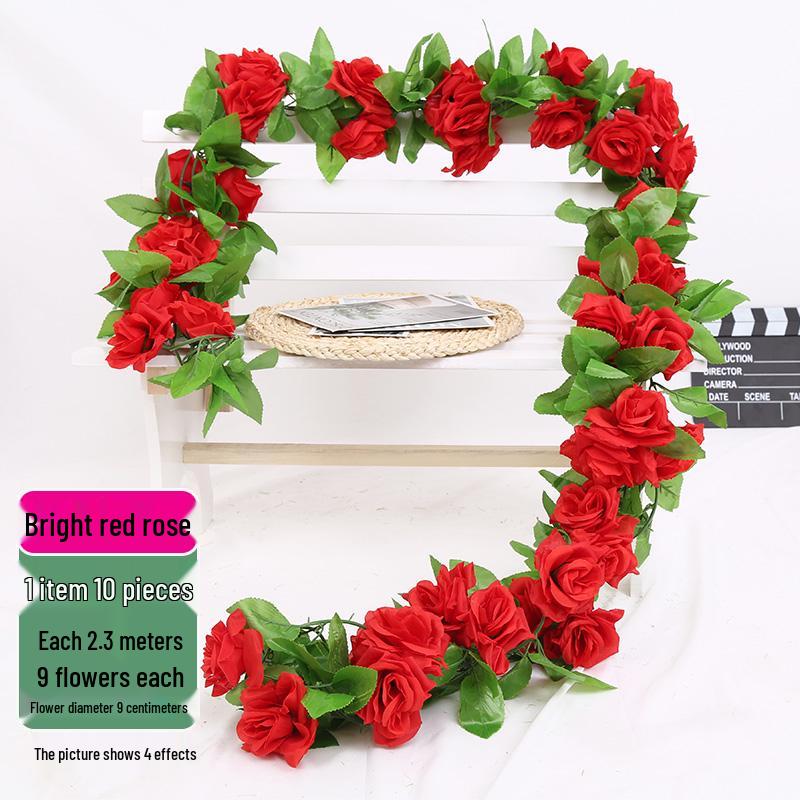 Artificial Rose Vine Decoration for Wedding Ceiling or Water Pipe Cover