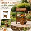 Rustikaler Metall-Gartenwagen Pflanzgefäß Outdoor Vintage Stil Eisen Blumenständer für Terrasse Hof Deck Dekoration mit Rädern und Griff