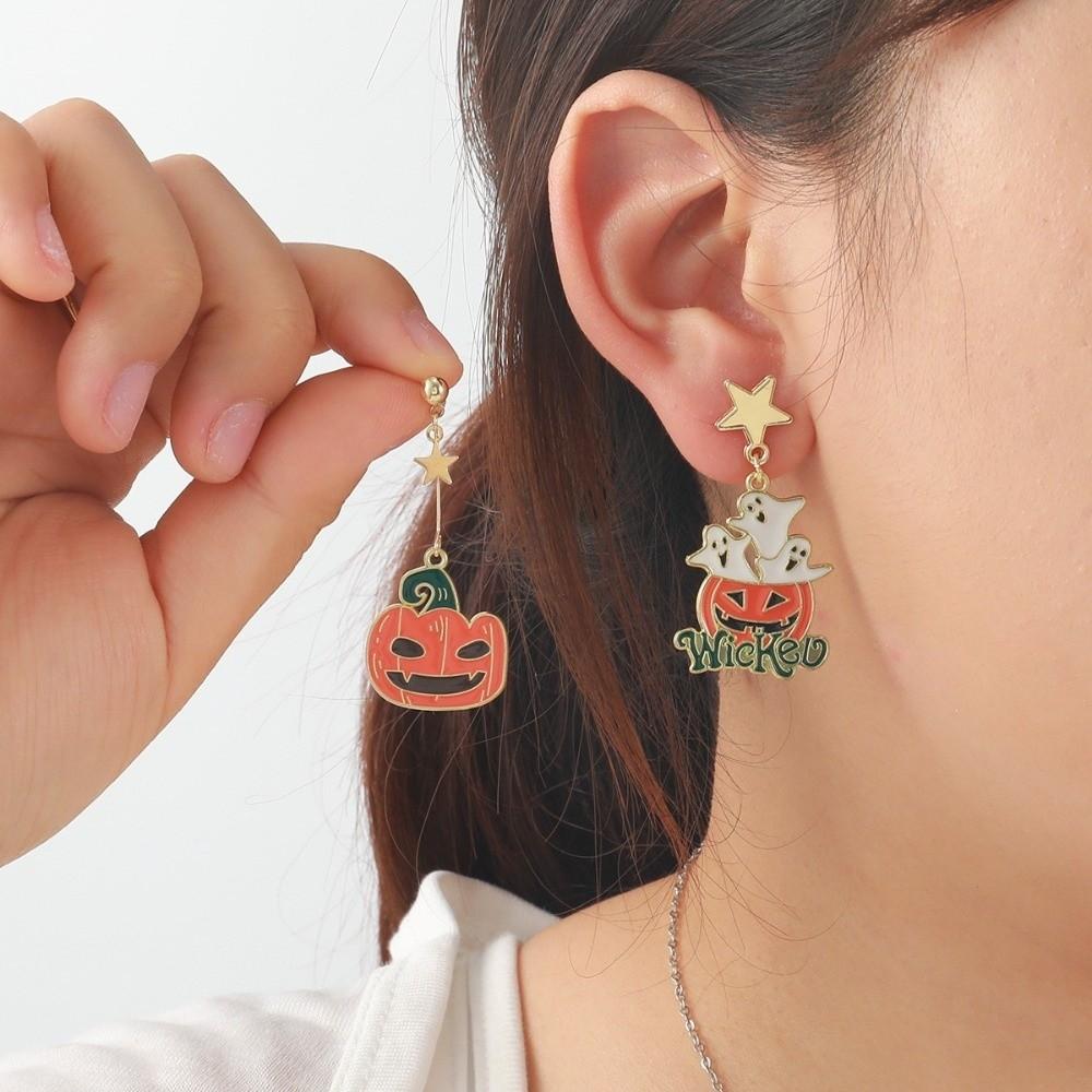 Enamel Ghost Ear Studs Star Pumpkin Dangle Earrings Cute Halloween Earrings  Party