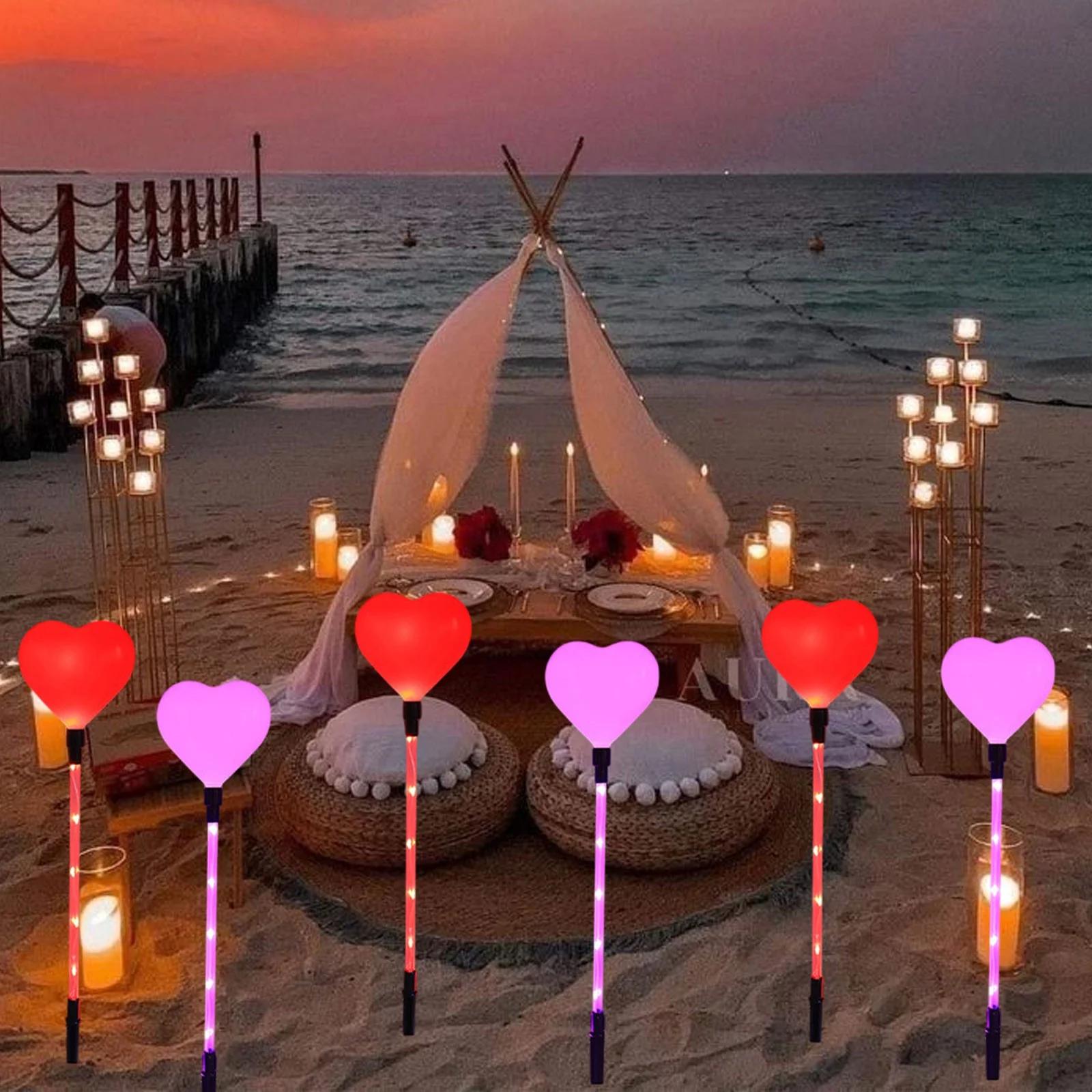 

Valentines Solar Lights Set Of 6 LED Heart Lights Valentines Day Decorations Outdoor Valentine Porch Decor Outside Decorations For Yard, Multicolor One Size