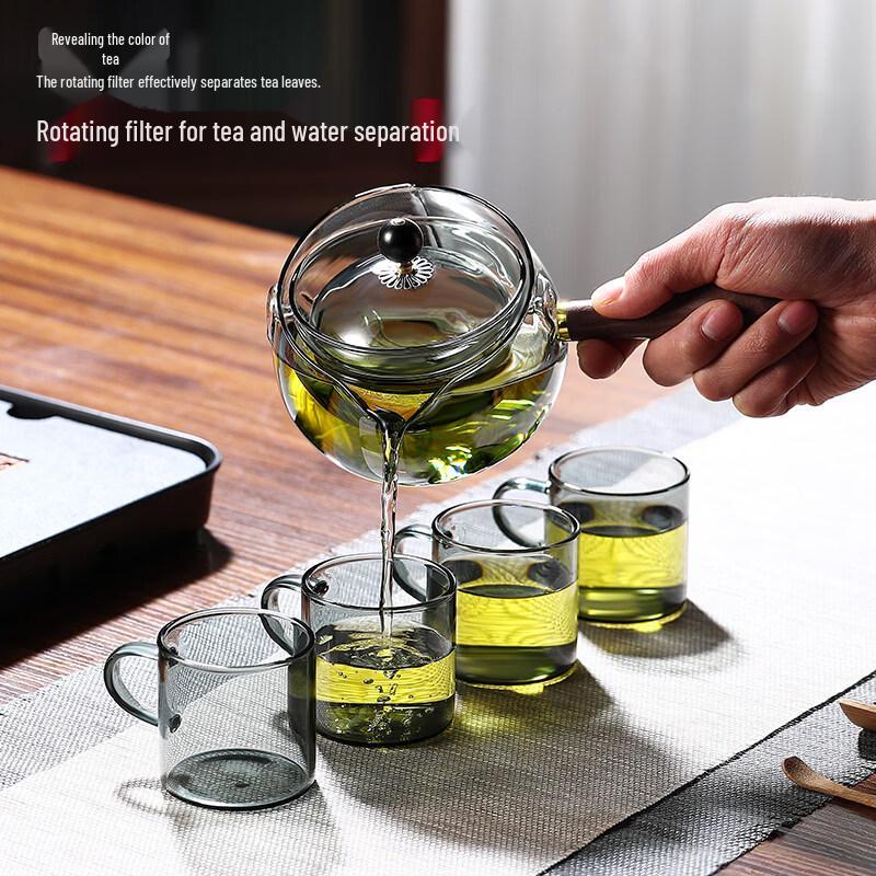 ZISIZ High-Temperature Glass Side Handle Teapot
