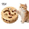 Durable Pet Activity Center Interactive Cat Toy with Rolling Balls, Density Board Scratching Natural Hunting Instinct Toys Toy, Anxiety Relief Wooden