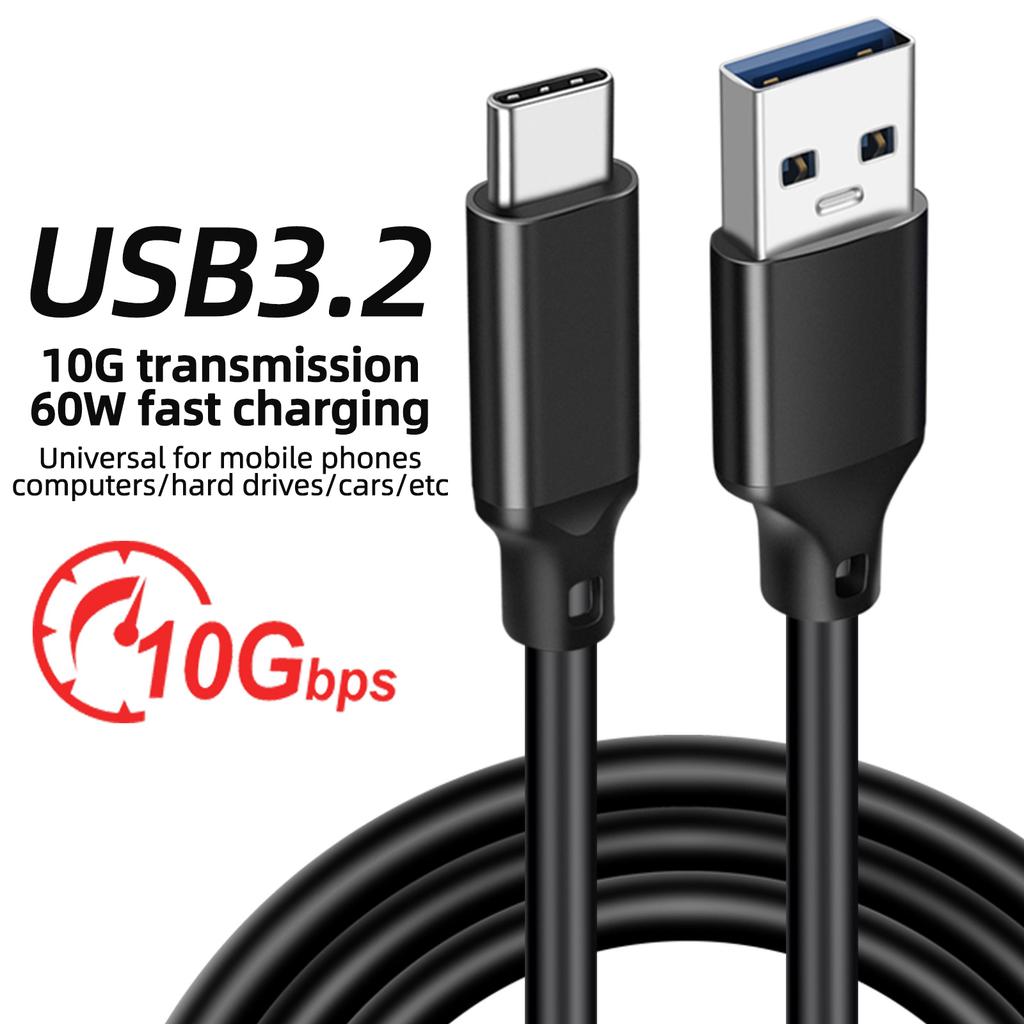 USB3.2 Type-C High-Speed Data 10Gbps Hard Disk Transmission Line 3A60W Fast Charging Cable for Camera IOS Computer Mobile Phone