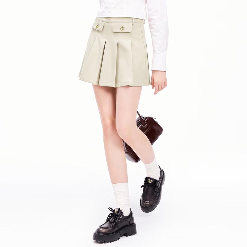 Women s Pleated Pocket A-line Short Skirt M/160