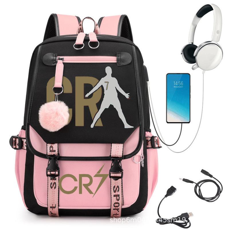 Large Capacity Schoolbag with Shoulder Strap; Student Three-piece Pencil Case Set