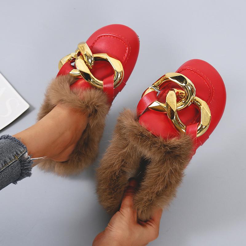 Autumn and Winter Fashion Plush Slippers Plus Size Women's Casual Slippers Loafers for Women