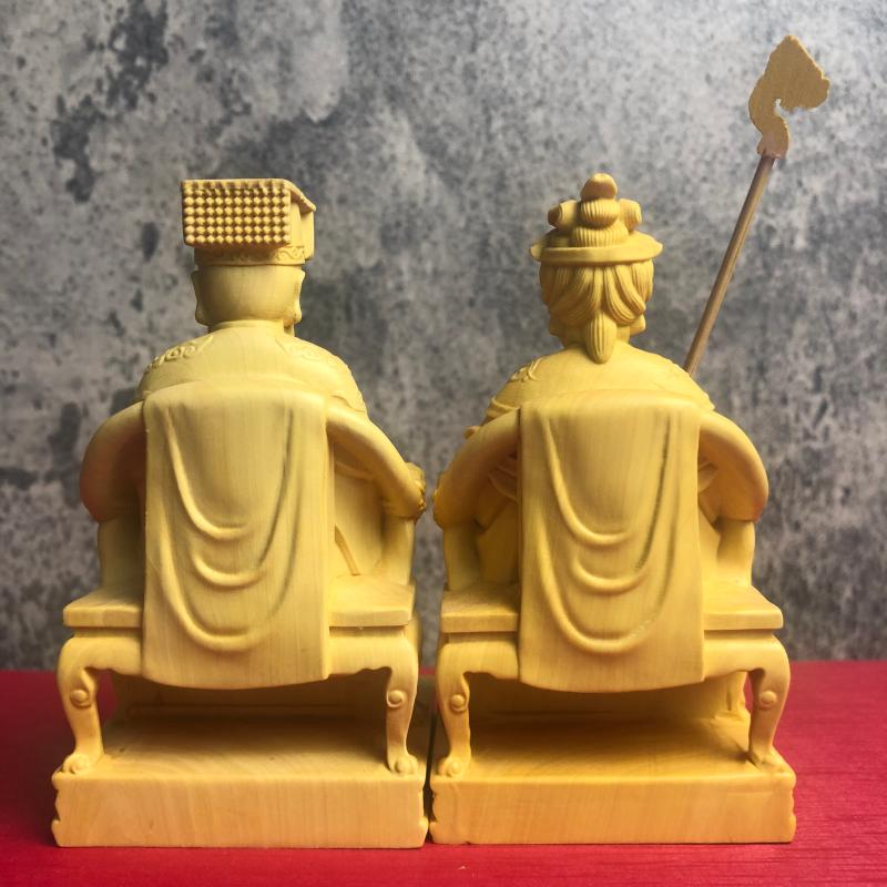 Exquisite Cypress Wood Carved Jade Emperor Statue, Heavenly Emperor Figurine for Buddhist Altar Worship & Home Decor, Divine Art