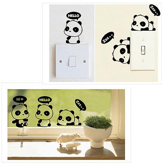 Animal Pattern Self-Adhesive Removable Panda Switch Sticker for Bedroom