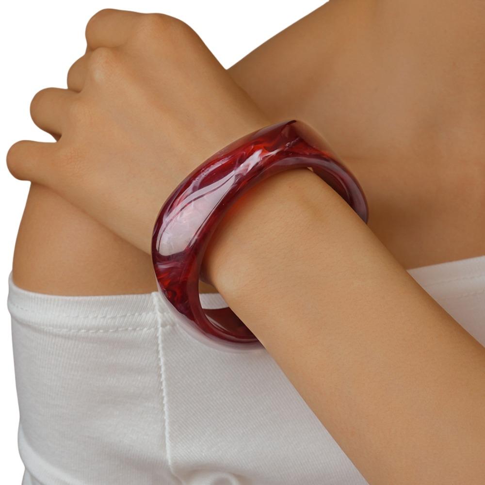 Bohemian Acrylic Bangle Smudging Retro Hand Ring Cute Irregular Wide Bracelet  Decoration