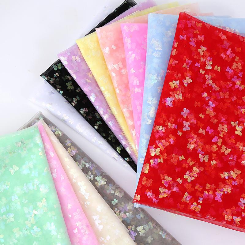 100x150cm Fancy Feather Butterfly Gauze Wedding Dress Shampooy Skirt Gauze Stage Costume Fabric Background Decorative Foil Gauze