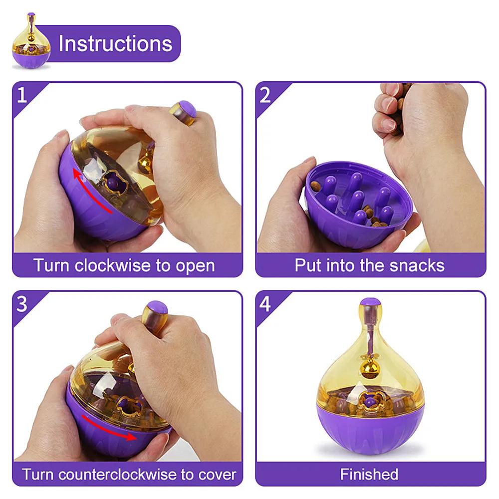 Pet Cat Fun Bowl Feeding Toys Dog Tumbler Feeder Puppy Kitten Shaking Leakage Food Ball Container Exercise Training Leakage Toys