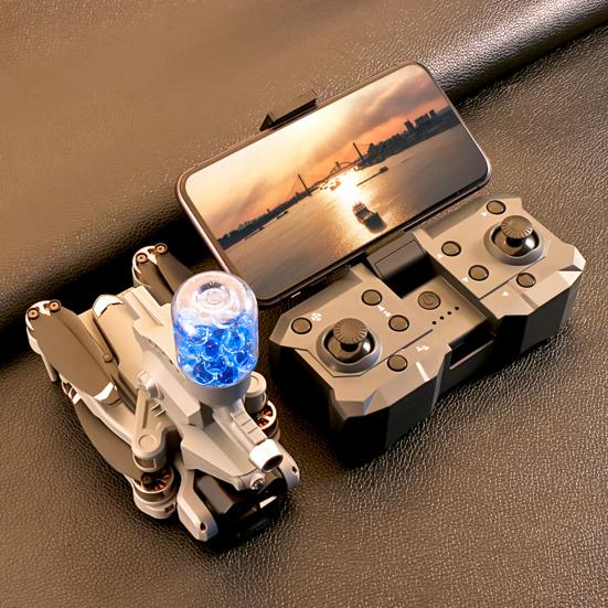 2.4GHz Remote Control Drone with 8K Three Cameras Brushless Motor Aerial Photography Water Bombs Launching Drone Kids Adult RC Quadcopter Toy