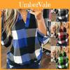 Stylish S-5xl Women's Long Sleeve Plaid T-shirt Blouse With V-neck Design