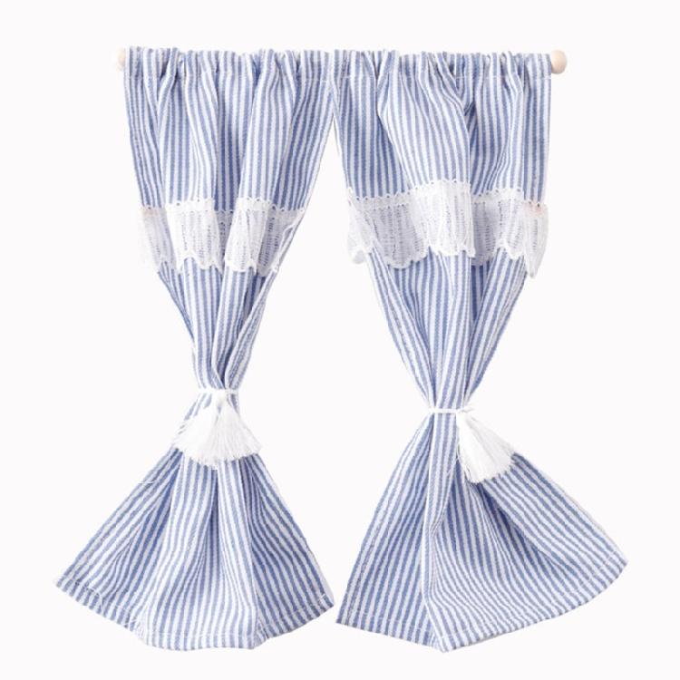 

Model Window Curtains Decorative Striped Curtain For 1/12 Dollhouses Living Room Bedroom Window Display Decoration M синій