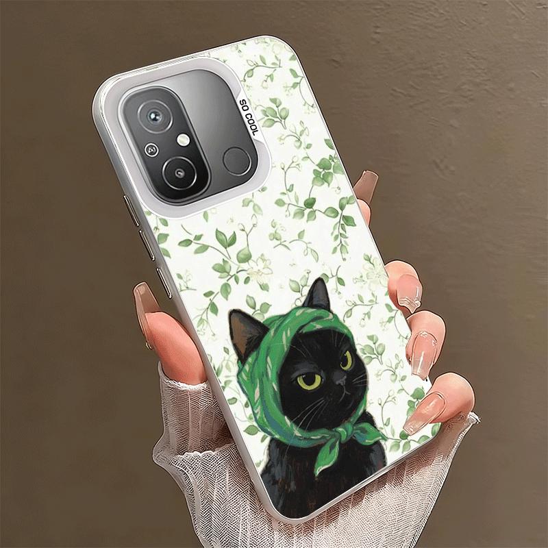 Cute Floral Headscarf Kitten Shockproof Phone Case for Xiaomi Poco X7 X6 X5 X3 Pro F7 Ultra M8 Redmi 15C 15 14C 13C 12C 10C 13 1