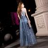 Evening Dress Women's 1011 Summer Annual Meeting Dignified Atmospheric Long Skinny Blue Fairy Banquet Evening Dress