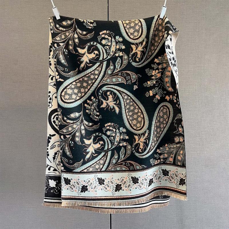 New imitation cashmere fashionable cashew flower print fringed scarf autumn fashion commuter warm scarf shawl