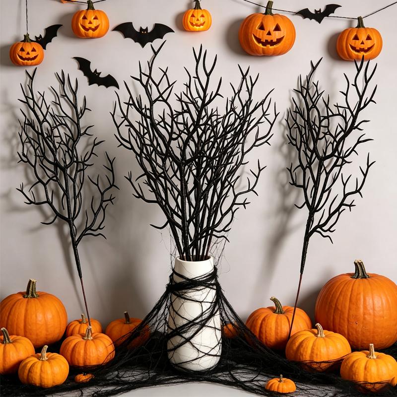 Halloween Schwarze Künstliche Äste für Halloween Geburtstag Hausparty Esstisch Vase Dekoration Plastik Pflanze Ast Blumen