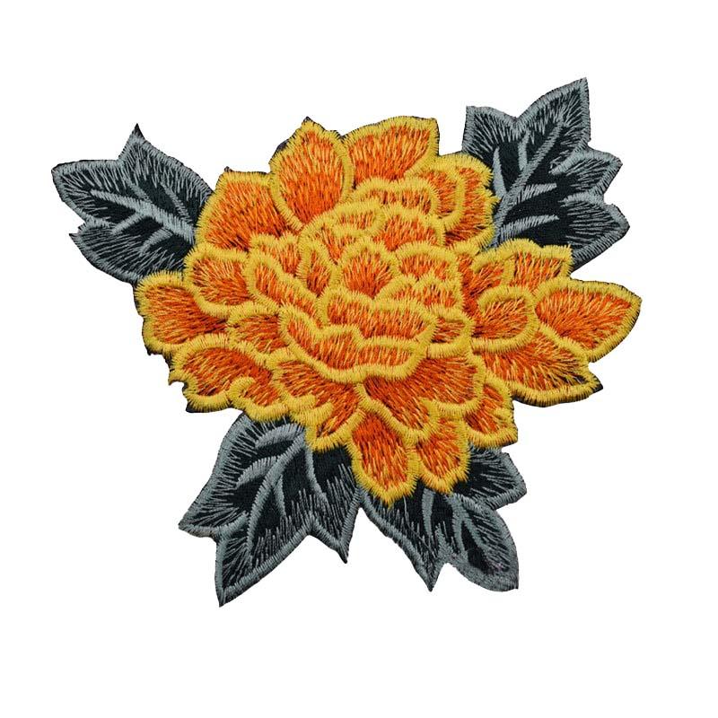 Fashion Show Costume Decorative Peony Patch Flower Motif Embroidery Diy Bag Hat Textile Iron-on Badge Sticker Accessories Patch