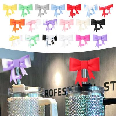 Lovely Bow Straw Covers Cap Toppers For Stanley 30&40 OZ Tumbler Cup Reusable Cute Silicone Straw Tips Lids Protect Covers New