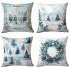 Neuer Weihnachts-Kissenbezug Zuhause Weihnachtsdekoration Kissen Blau Weihnachtskugeln Kiefer Schnee Szene