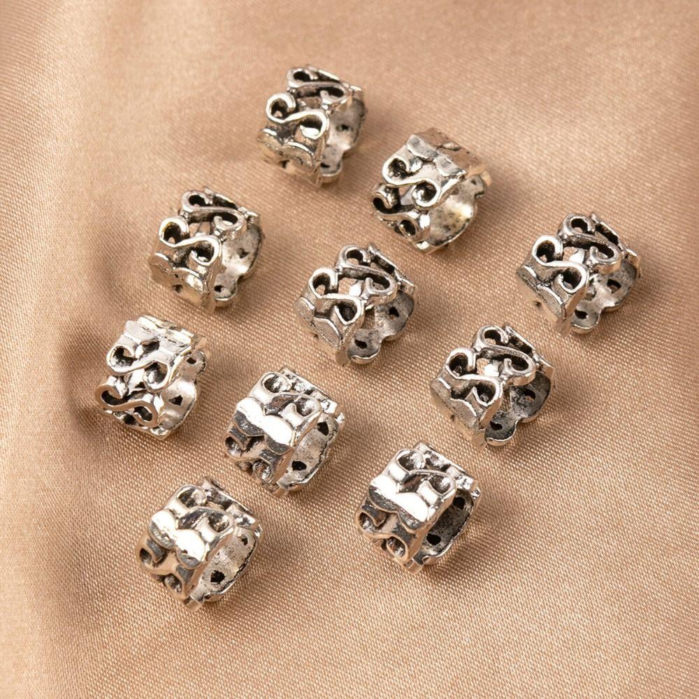10pcs/set Decoration Alloy Hair Beads Silver Golden Braid Dreadlocks Bead Hair Accessories Women