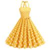 Retro Hepburn Style Polka Dot Wide Hem Dress