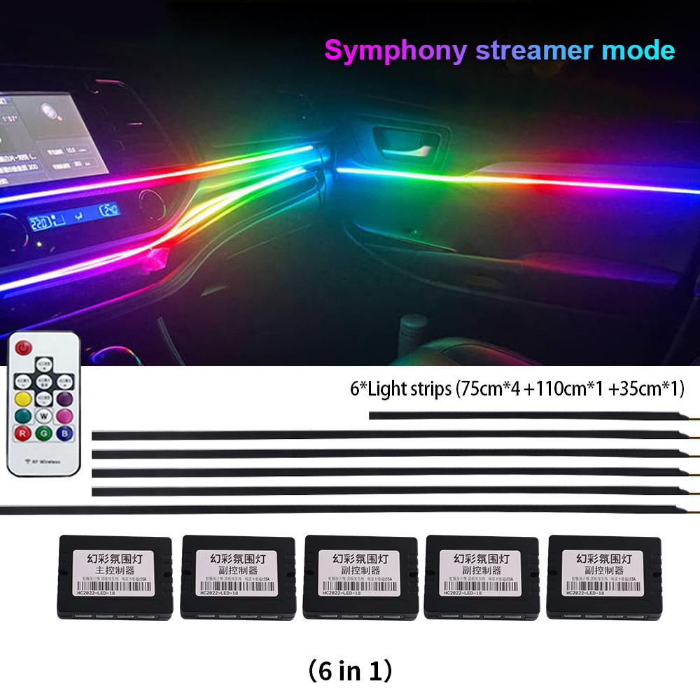 New Design Matt Black Symphony Full Colors Light Strip Hidden LED Car Ambient Lights Interior Modifications Kit Auto Accessories Symphony 6 in 1