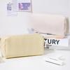 Simple Solid Color Leather Pencil Case Large Capacity Multi-layer Storage Pencil Bags Multi-functional Stationery Storage Box