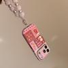 Gold-Plated Pink Leather Lanyard Case for iPhone 13/14/15/16 Pro Max/17 with Little Horse Design