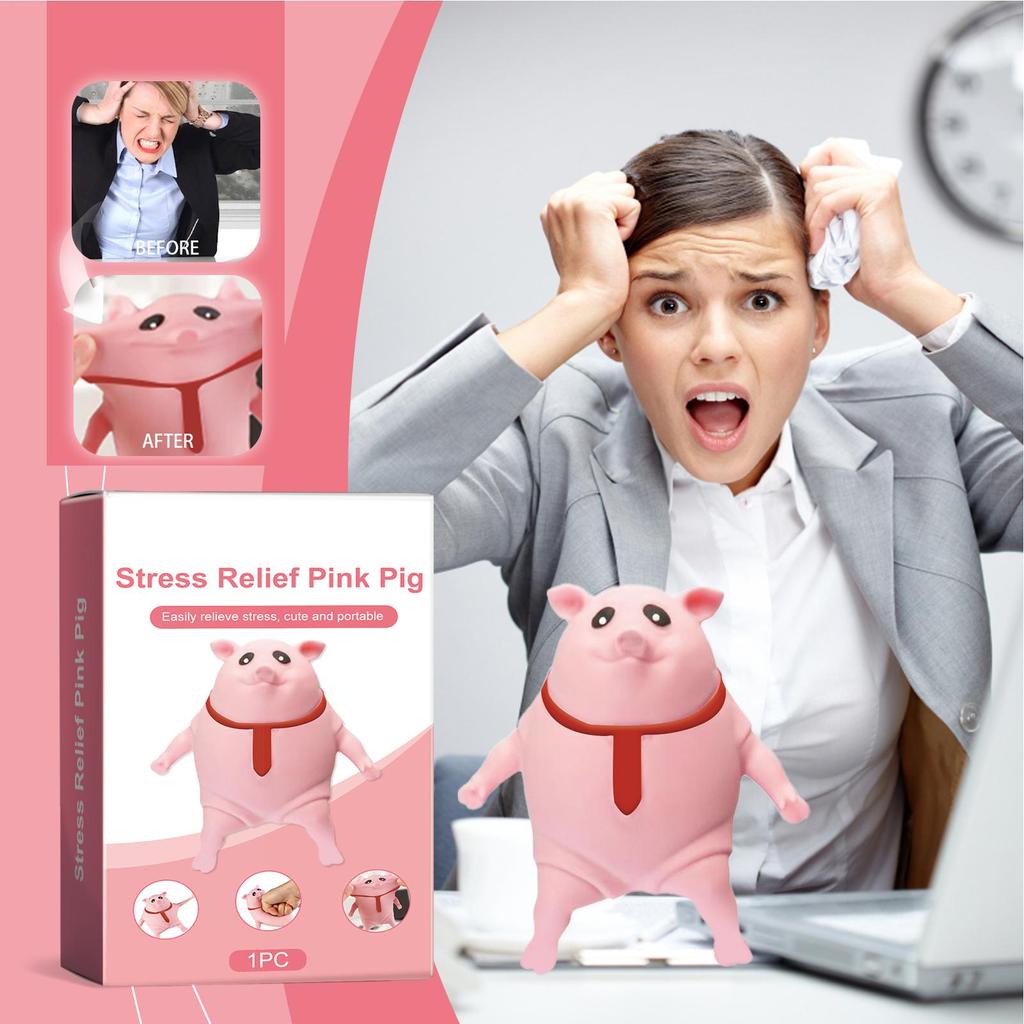 Cute Farm Animal Squeeze Toy, Rubber Red Tie Design Pinching Doll Decom&pression toys, Kids Stress Relief Animal Model Gift