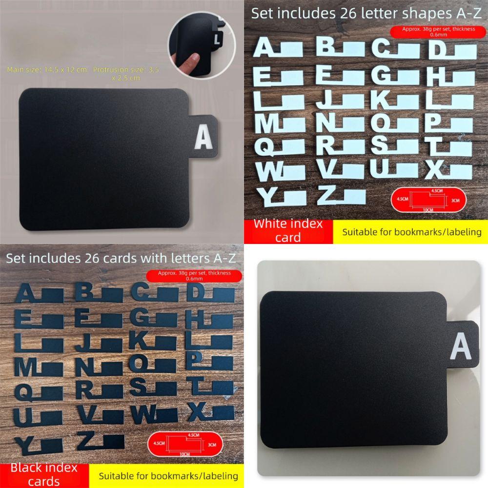 A-Z 26 Buchstaben Alphabetische Beschriftung Lesezeichen Kunststoff-Trenner Etiketten-Aufkleber Alphabet-Indexkarten Lesezeichen Alphabetische Reiter