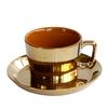 Ceramic gold coffee cup saucer set Gold three-dimensional striped mug Home cup Nordic simple milk cup afternoon tea cup gift