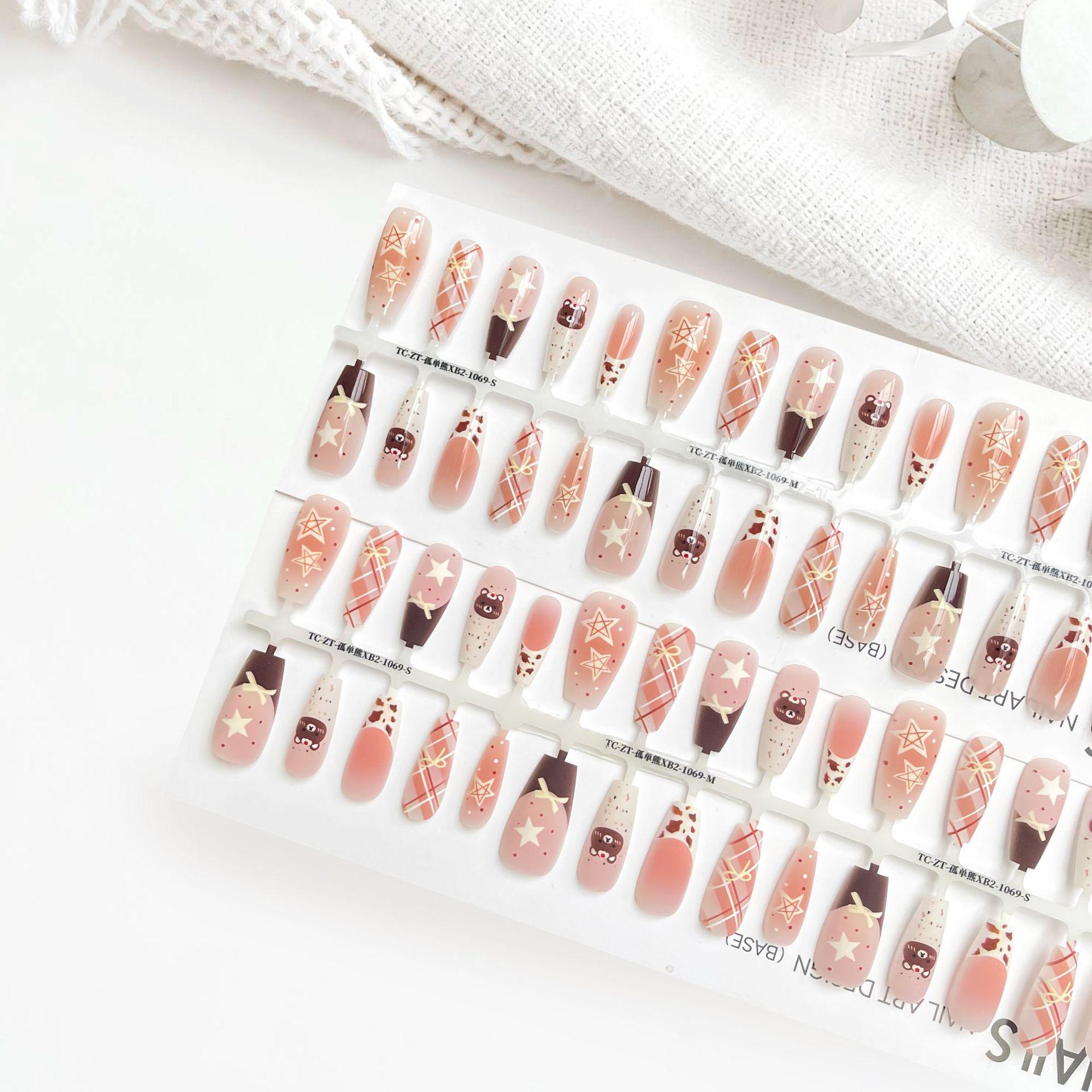 Dopamine Sweet Style Butterfly French Manicure Nail Tips Matte Coated Strips/40 Pieces