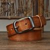 Fashion Retro Distressed Wrinkled Leather Belt for Men and Women Genuine Leather First Layer Cowhide Casual Jeans Belt
