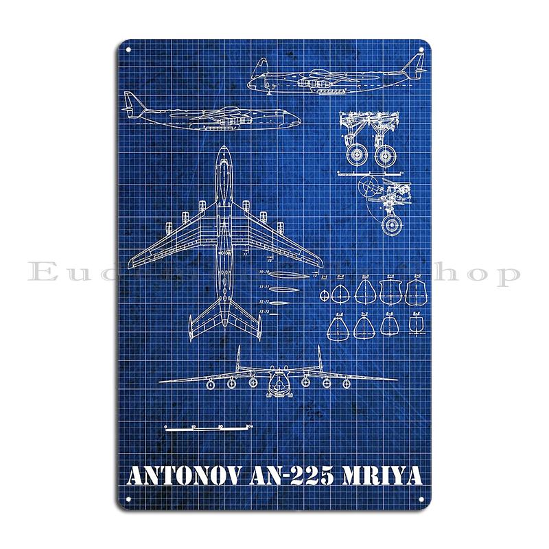 Boeing 747 Marineblau Blaupause Antonov An-225 Buran AN 225 Mriya Flugzeug Metall Design Pub Plaketten Höhle Blechschild Poster