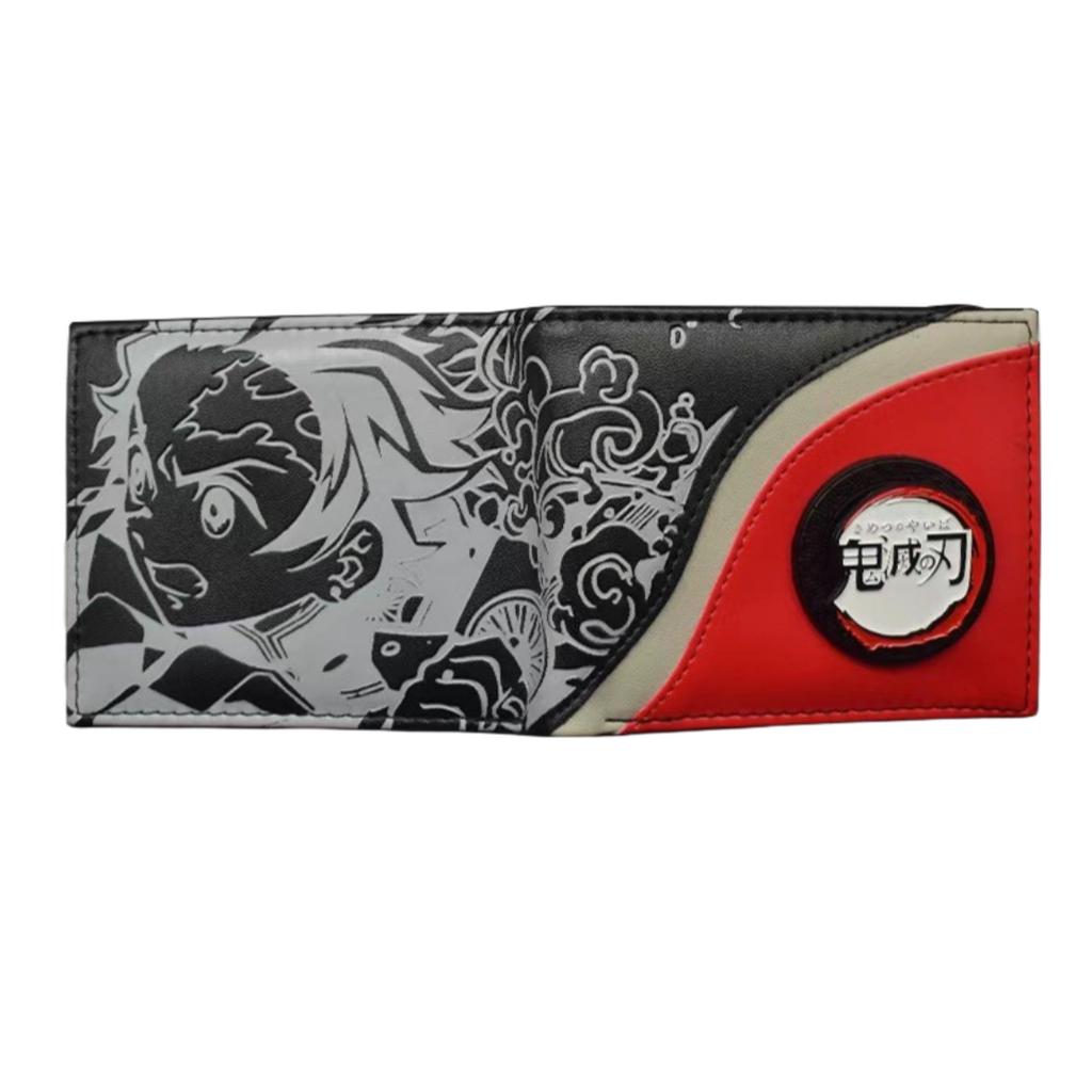 Luffy Wallet  Tanjiro Rotating Metal Logo Leather Coin Purse Card Holder Perfect Gift For Anime Fans