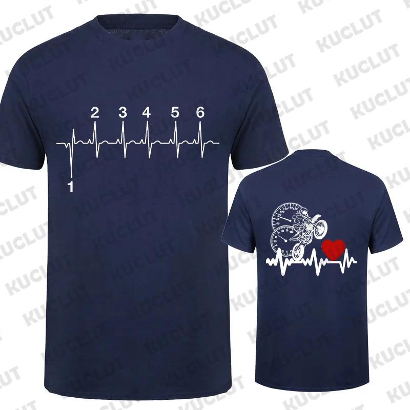 1N23456 Motorcycle Heartbeat Gear Shift Print T Shirt Motorbike Tee Print Race T-Shirt Autocycle Motorbike Speedometer T Shirt