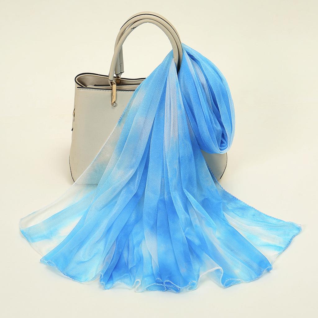 Four Seasons Thin Soft Chiffon For Women Silky Gradient Printing Beach Scarf Shawls Long Wraps Beach Sunscreen Hijab